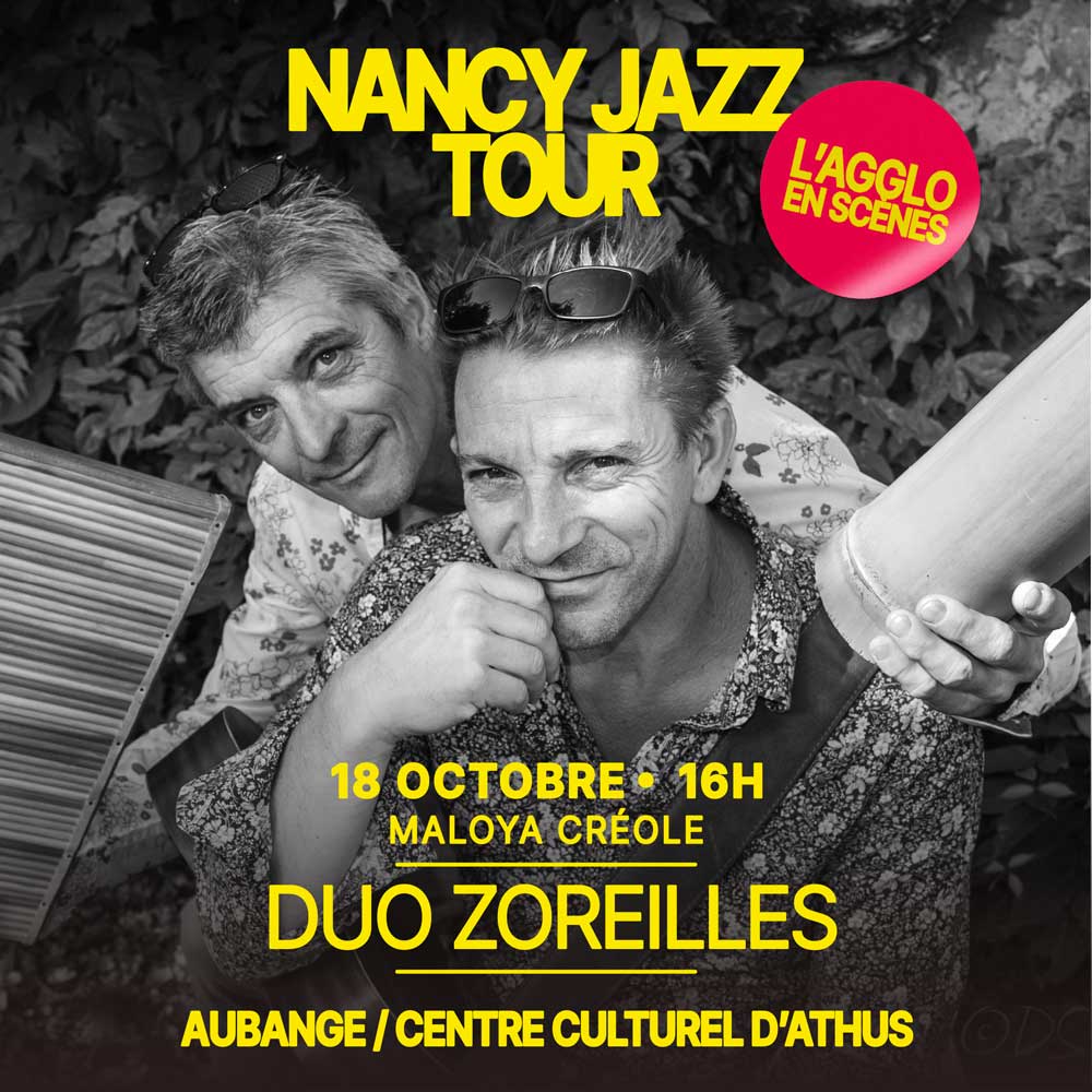 Affiche du concert Duo Zoreilles (Maloya créole) — Dimanche 18 octobre à 16h, Centre culturel d'Athus, Aubange