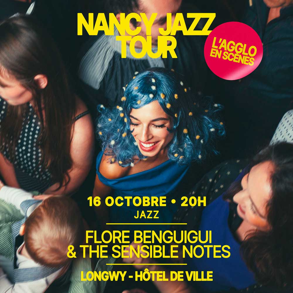 Affiche du concert Flore Benguigui & The Sensible Notes (Jazz) — Vendredi 16 octobre à 20h, Hôtel de Ville, Longwy — Salon Legras