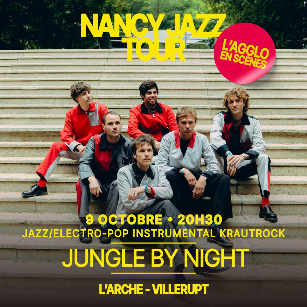 Affiche du concert Jungle By Night (Jazz / electro-pop instrumental krautrock) — Vendredi 9 octobre à 20h30, L'Arche, Villerupt