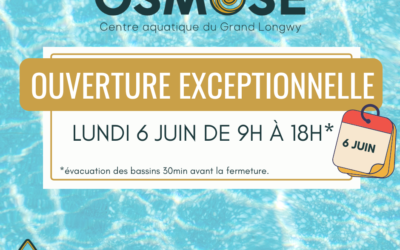 Votre Centre aquatique Osmose ouvert ce lundi 6 juin (lundi de pentecôte)! 🏊🏼‍♀️