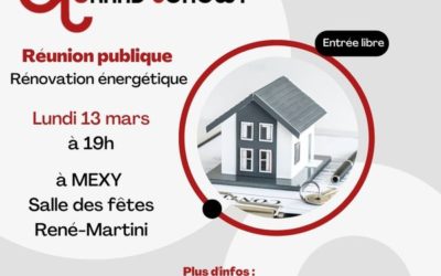Rénovation énergétique : réunion publique ce lundi 13 mars à 19h à la salle des fêtes René-Martini de Mexy